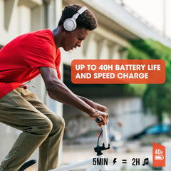 JBL Tune 510BT - Bluetooth headphones with up to 40 hours battery, microphone for call, foldable and comfortable, Android and iOS compatible (Rose)