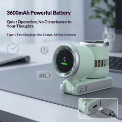 Mini Portable Turbo Cooling Fan | Built-in 2400mAh Rechargeable Battery