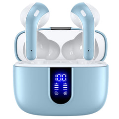 Bluetooth Headphones True Wireless Earbuds 60H Playback LED Power Display Earphones with Wireless Charging Case IPX5 Waterproof in-Ear Earbuds with Mic for TV Smart Phone Laptop Computer Sports