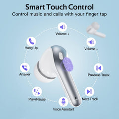 Bluetooth Headphones True Wireless Earbuds 60H Playback LED Power Display Earphones with Wireless Charging Case IPX5 Waterproof in-Ear Earbuds with Mic for TV Smart Phone Laptop Computer Sports