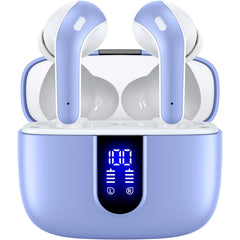 Bluetooth Headphones True Wireless Earbuds 60H Playback LED Power Display Earphones with Wireless Charging Case IPX5 Waterproof in-Ear Earbuds with Mic for TV Smart Phone Laptop Computer Sports