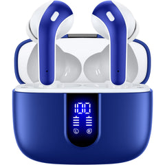 Bluetooth Headphones True Wireless Earbuds 60H Playback LED Power Display Earphones with Wireless Charging Case IPX5 Waterproof in-Ear Earbuds with Mic for TV Smart Phone Laptop Computer Sports