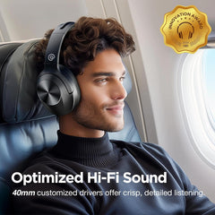 Upgrade Pro-level Hybrid Active Noise Cancelling Headphones with HD Sound, Wireless Bluetooth Headphones Over The Ear Unequaled Comfort, Vivid Deep Bass, for Home Office Travel Birthday Gift, Black
