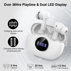 Bluetooth 5.4 Earbuds, 2026 Bass-3.0 Wireless Headphones 3D-Stereo Ear Buds, 4 ENC Noise Cancelling Mics, 40+Hrs USB-C In-Ear Earphones, IP-X7 Waterproof Sport Workout Gym for Laptop Pad Android iOS