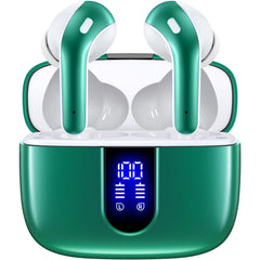 Bluetooth Headphones True Wireless Earbuds 60H Playback LED Power Display Earphones with Wireless Charging Case IPX5 Waterproof in-Ear Earbuds with Mic for TV Smart Phone Laptop Computer Sports